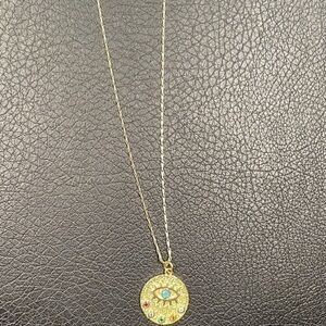 Gold Pendant Necklace with Colorful Accents
